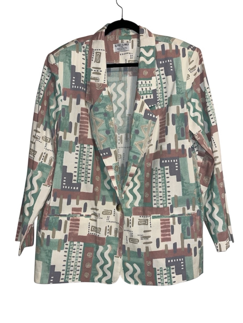 Vintage 80s Alfred Dunner Printed Blazer Shoulder Pads Size 18